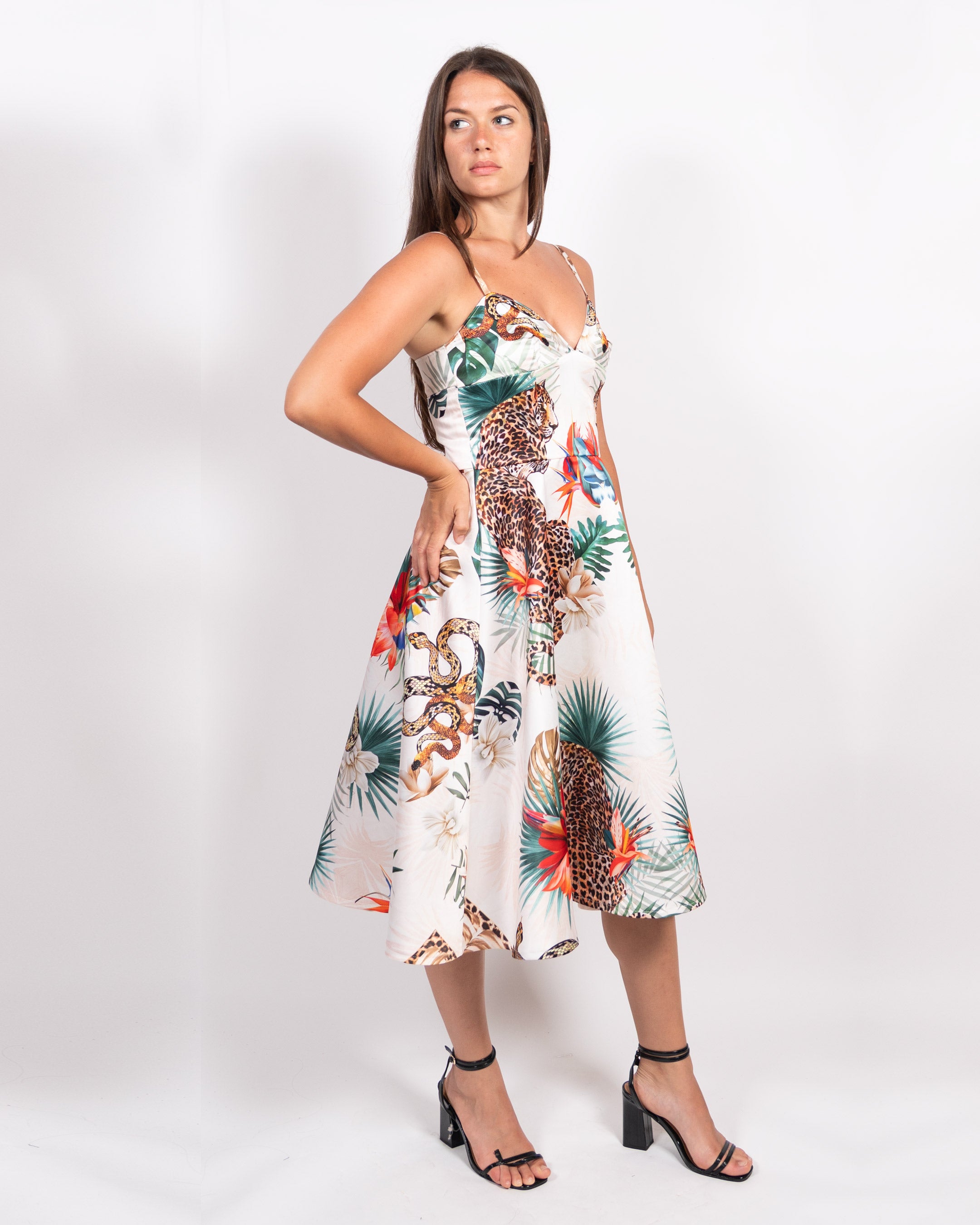 Elena White Leopard Dress