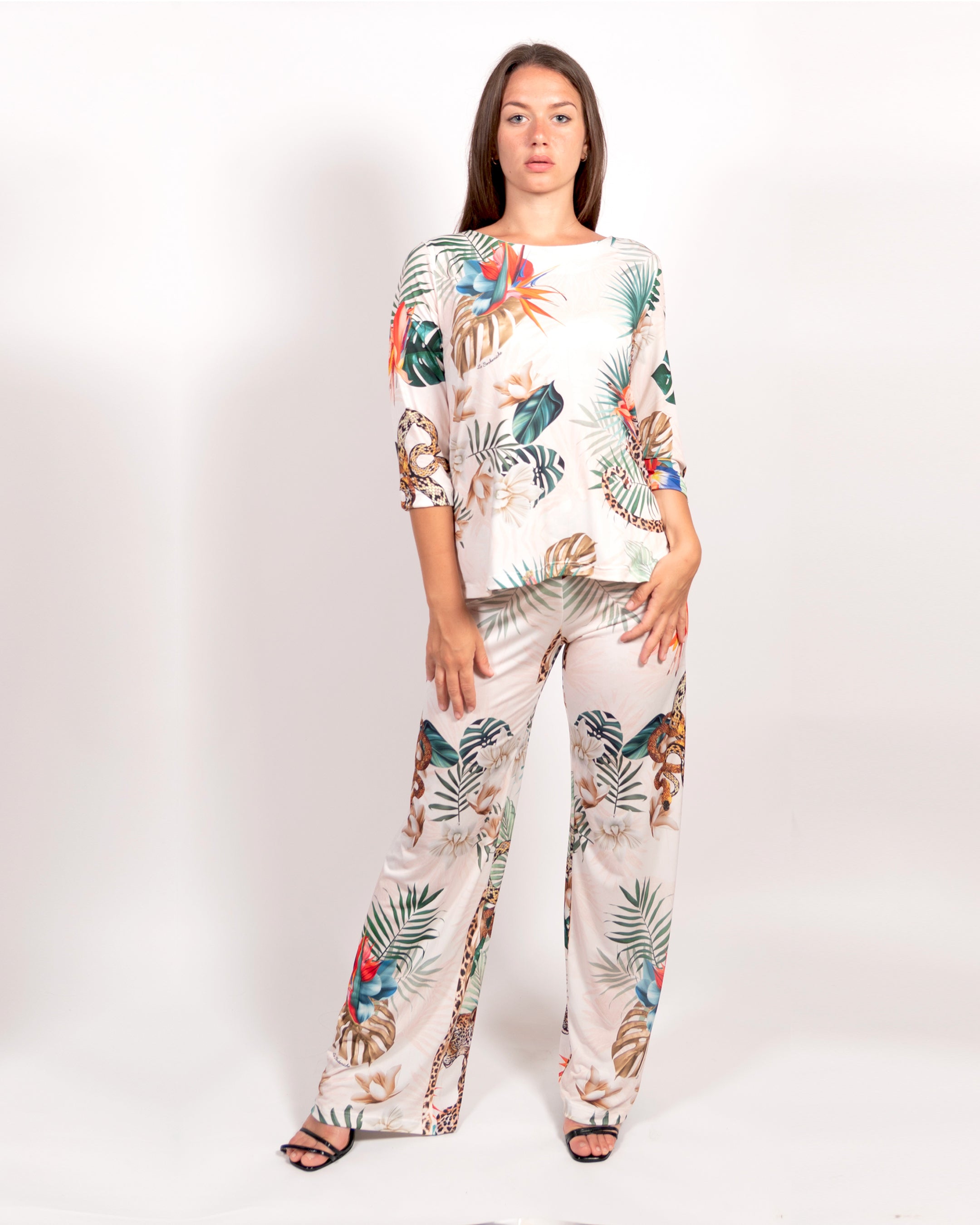 Pantalone Handy Leopardo Bianco