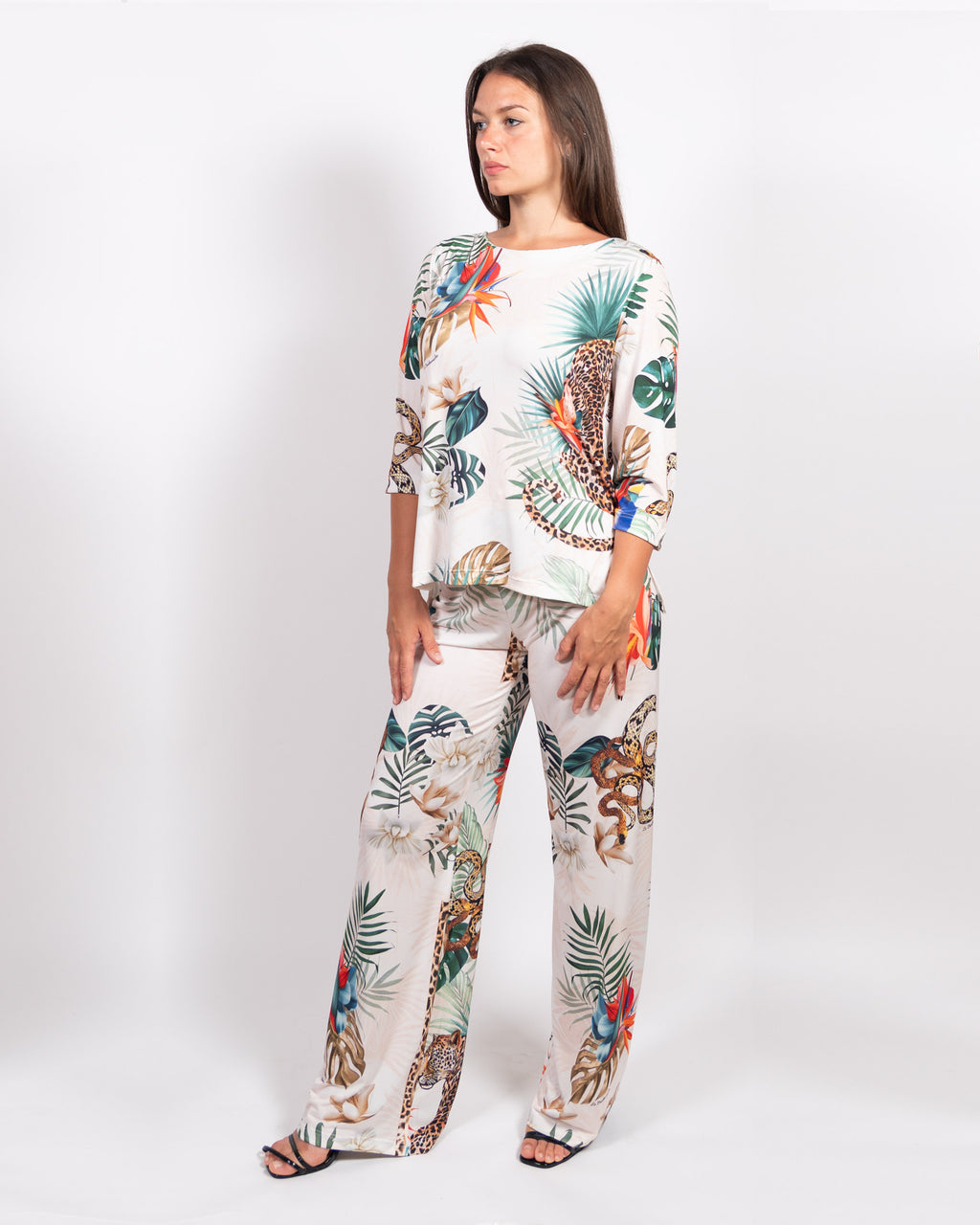 Pantalone Handy Leopardo Bianco