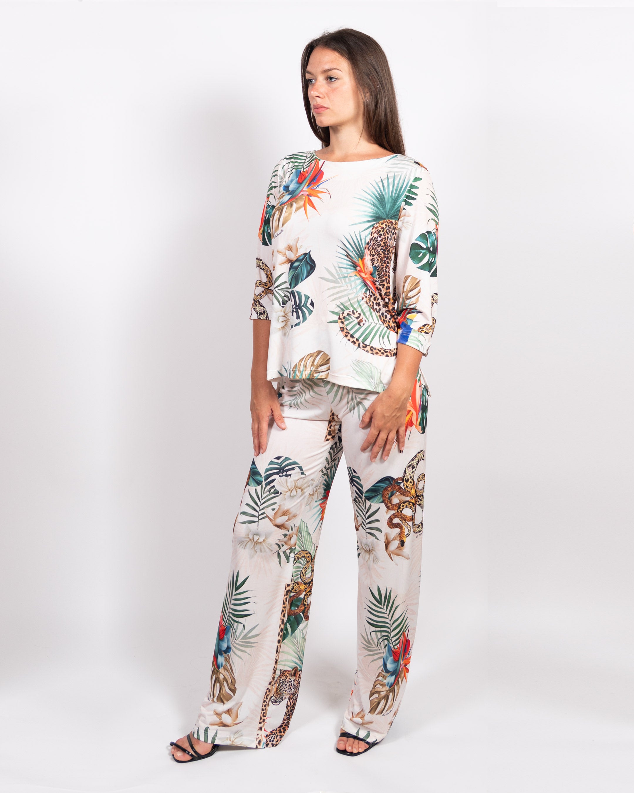 Pantalone Handy Leopardo Bianco